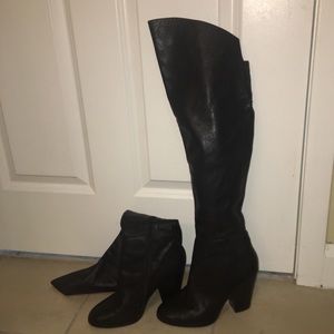 Steve Madden Knee High Black Leather Boots